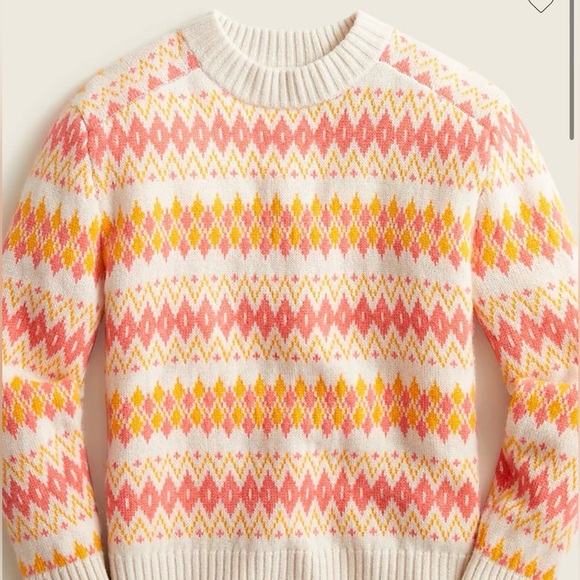 J. Crew 100% Cashmere Women's Sweater - Pink, Yellow, Cream Geometric Design - Picture 3 of 12
